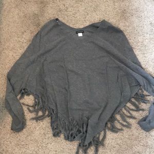 Grey oversized sweater with tassel detailing